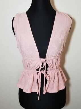 House of Thread Womens XS Pink Sleeveless Top Y2K Milkmaid Cottage Retro NWOT